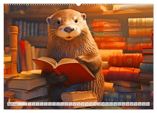 Produktbild: Flei&szlig;ige Otter - Wer h&auml;tte nicht gerne einen niedlichen Otter auf der Arbeit (hochwertiger Premium Wandkalender 2026 DIN A2 quer), Kunstdruck in Hochglanz