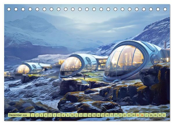 Produktbild: Futuristische moderne Behausungen (Tischkalender 2026 DIN A5 quer), CALVENDO Monatskalender