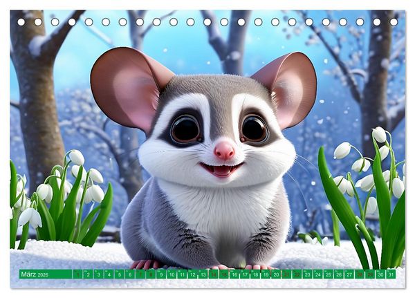 Produktbild: Niedliche Flugh&ouml;rnchen - Sugar Glider Jahresreise (Tischkalender 2026 DIN A5 quer), CALVENDO Monatskalender