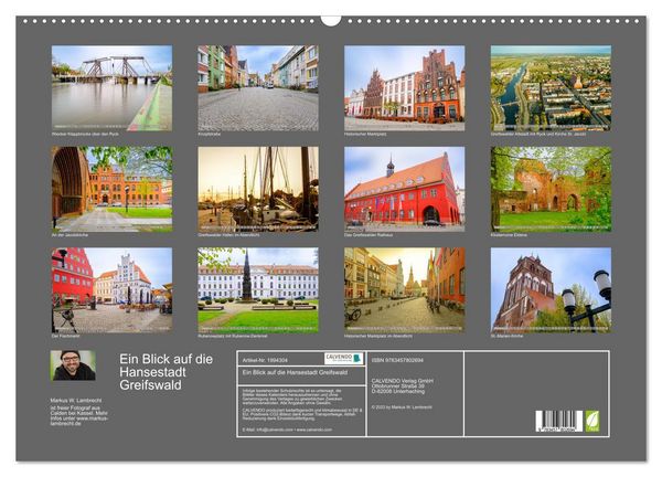 Produktbild: Ein Blick auf die Hansestadt Greifswald (Wandkalender 2026 DIN A2 quer), CALVENDO Monatskalender