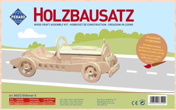 Produktbild: PEBARO 865/2 - Holzbausatz Oldtimer II, 39 Teile, Holzkonstruktion zum Zusammenstecken