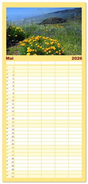 Produktbild: Familienplaner 2026 - Teneriffa - Insel der Gl&uuml;ckseligen mit 5 Spalten (Wandkalender, 21 x 45 cm) CALVENDO