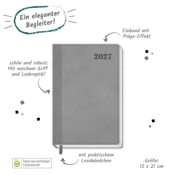 Produktbild: TR&Ouml;TSCH - Buchkalender A5 Grau 2027