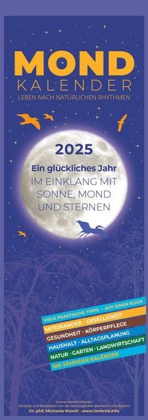 'Mondkalender 2025 - Streifen-Kalender 14,85x42 cm - Wandplaner - mit 100-jährigem Kalender 