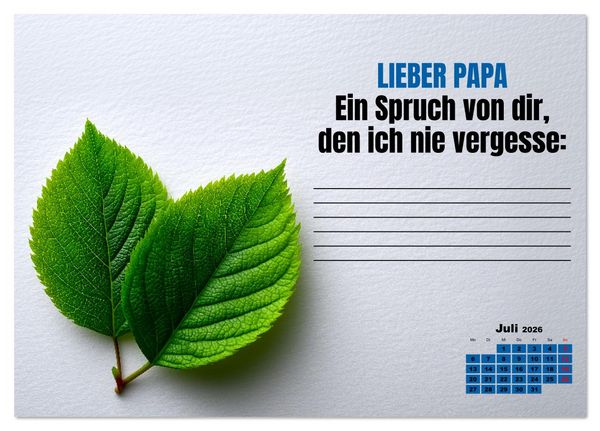 Produktbild: Kalender f&uuml;r Papa - Was ich dir sagen will (Tischkalender 2026 DIN A5 quer), CALVENDO Monatskalender