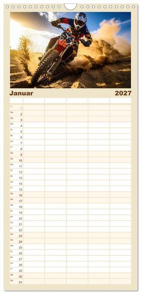 Produktbild: Familienplaner 2027 - W&uuml;stenabenteuer - Spektakul&auml;re Moto-Rallys mit 5 Spalten (Wandkalender, 21 x 45 cm) CALVENDO