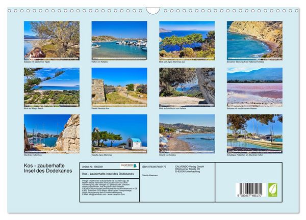 Produktbild: Kos - zauberhafte Insel des Dodekanes (Wandkalender 2026 DIN A3 quer), CALVENDO Monatskalender