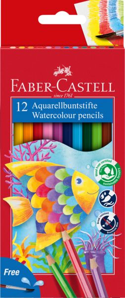 Produktbild: Faber-Castell Buntstift Kinder Aquarell 12er Kartonetui