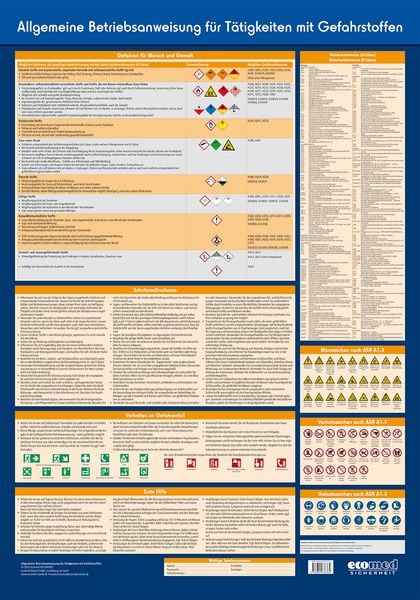 Produktbild: Wandtafel Allgemeine Betriebsanweisung f&uuml;r T&auml;tigkeiten mit Gefahrstoffen