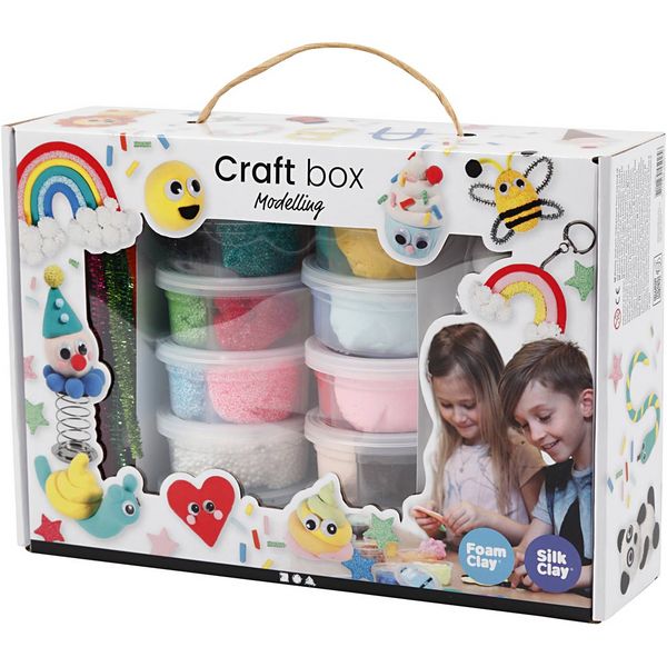 Produktbild: Creativ Company Modellier-Box mit Foam Clay&reg; und Silk Clay&reg;, Modellieren, sortierte Farben, 1 Set