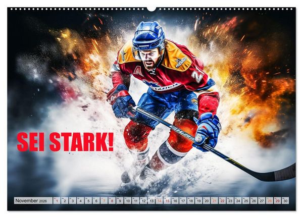 Produktbild: Eishockey und positive Gedanken (Wandkalender 2026 DIN A2 quer), CALVENDO Monatskalender