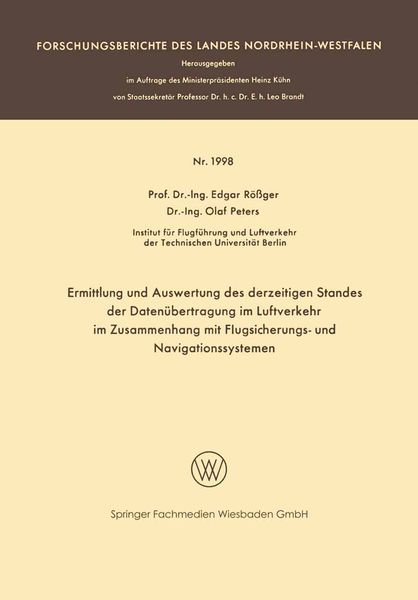 Produktbild: Ermittlung und Auswertung des derzeitigen Standes der Daten&uuml;bertragung im Luftverkehr im Zusammenhang mit Flugsicherungs- und Navigationssystemen