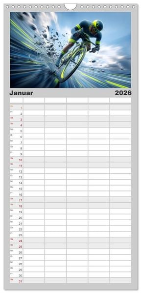 Produktbild: Familienplaner 2026 - Radsport &ndash; Vom Training zum Triumph mit 5 Spalten (Wandkalender, 21 x 45 cm) CALVENDO