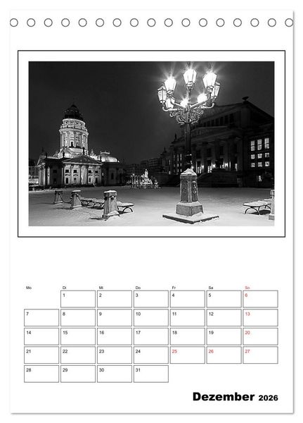Produktbild: Berlin black & white (Tischkalender 2026 DIN A5 hoch), CALVENDO Monatskalender
