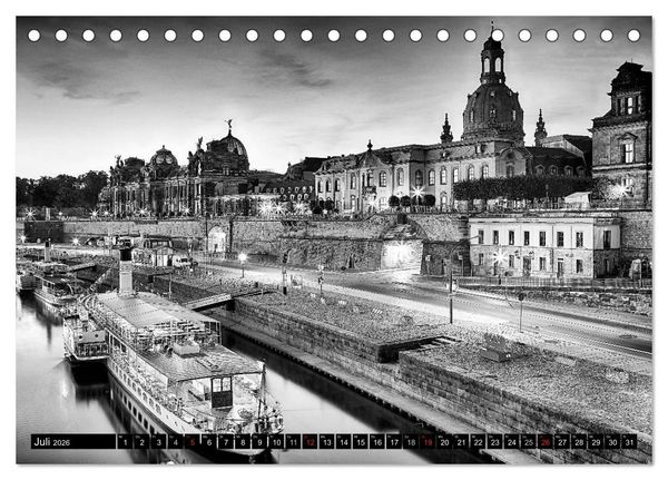 Produktbild: Dresden Faszination Schwarz Weiss (Tischkalender 2026 DIN A5 quer), CALVENDO Monatskalender