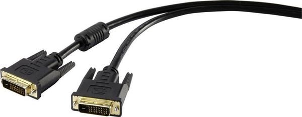 Produktbild: Renkforce DVI Anschlusskabel DVI-D 24+1pol. Stecker, DVI-D 24+1pol. Stecker 1.80m Schwarz RF-4212195 mit Ferritkern, vergoldete