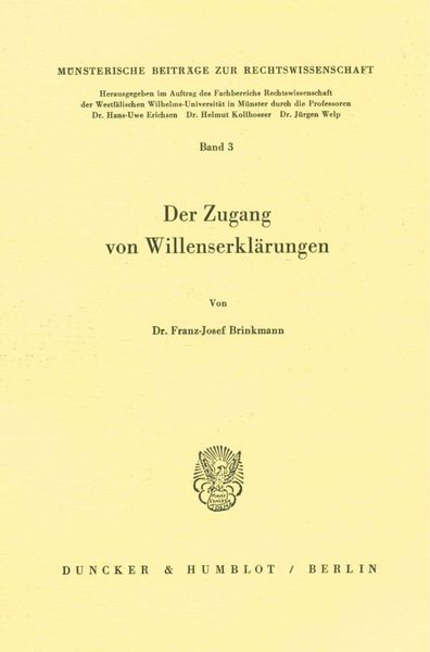 Produktbild: Der Zugang von Willenserkl&auml;rungen.