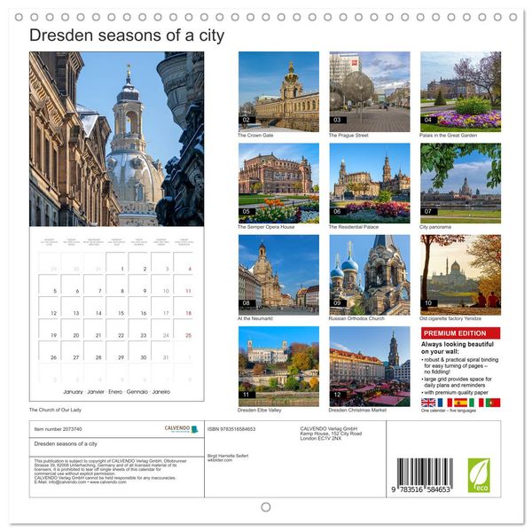 Produktbild: Dresden seasons of a city (Wall Calendar 2026 12 &times; 12 Inch) CALVENDO 12 Month Wall Calendar