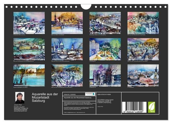 Produktbild: Aquarelle aus der Mozartstadt Salzburg (Wandkalender 2026 DIN A4 quer), CALVENDO Monatskalender