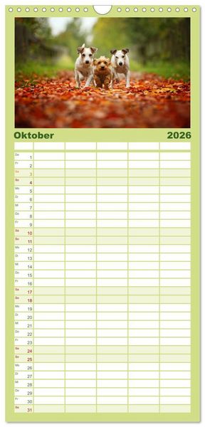 Produktbild: Familienplaner 2026 - Die Parson-Russell-Terrier ...mit neuen Abenteuern aus der Hundeknipserei mit 5 Spalten (Wandkalender, 21 x 45 cm) CALVENDO