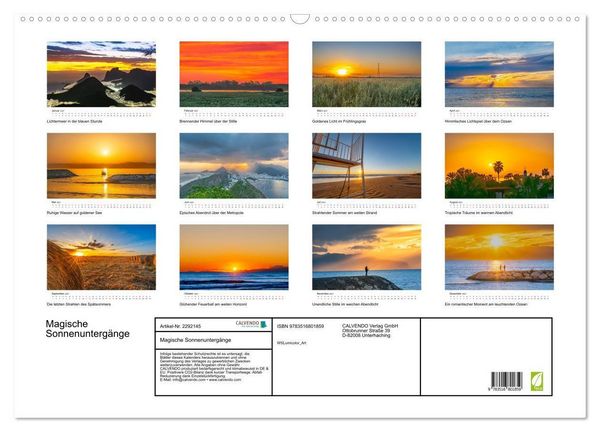 Produktbild: Magische Sonnenunterg&auml;nge (Wandkalender 2027 DIN A2 quer), CALVENDO Monatskalender