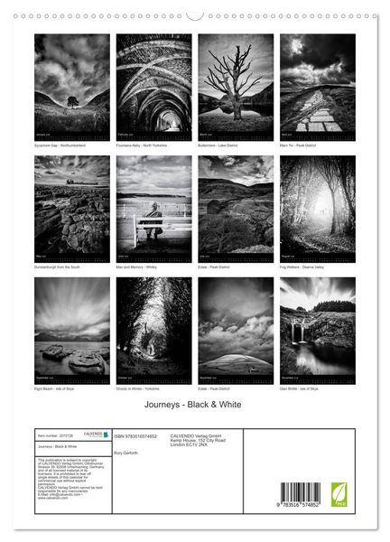 Produktbild: Journeys - Black & White (High Quality Premium Wall Calendar 2026 DIN A2 portrait),CALVENDO 12 Month Wall Calendar