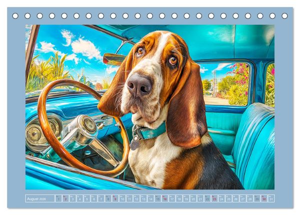 Produktbild: Schlappohren-Zauber. Fr&ouml;hliche Bassets in bunten Momenten (Tischkalender 2026 DIN A5 quer), CALVENDO Monatskalender