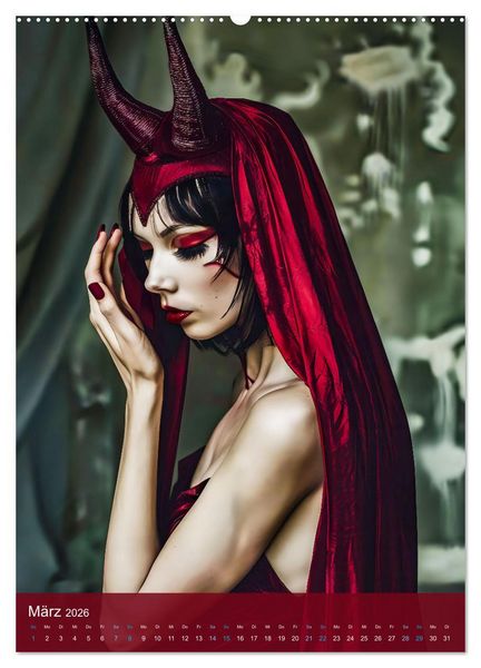 Produktbild: Teuflische Gothics - Gothic, Girls und Hörner (Wandkalender 2026 DIN A2 hoch), CALVENDO Monatskalender