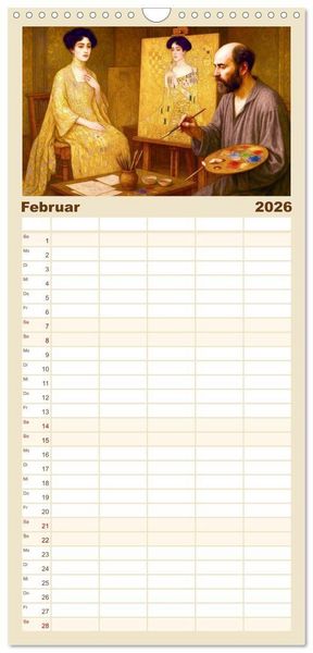 Produktbild: Familienplaner 2026 - Gustav Klimt. Sein Leben, seine Kunstwerke mit 5 Spalten (Wandkalender, 21 x 45 cm) CALVENDO