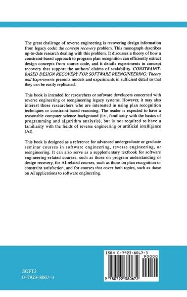 Produktbild: Constraint-Based Design Recovery for Software Reengineering