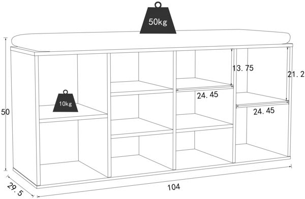 Produktbild: Holz Regal Schuhschrank Schuhregal Hinsol S