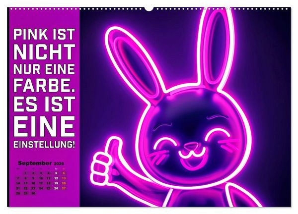 Produktbild: Lieblingsfarbe Rosa - mit coolen Spr&uuml;chen (hochwertiger Premium Wandkalender 2026 DIN A2 quer), Kunstdruck in Hochglanz
