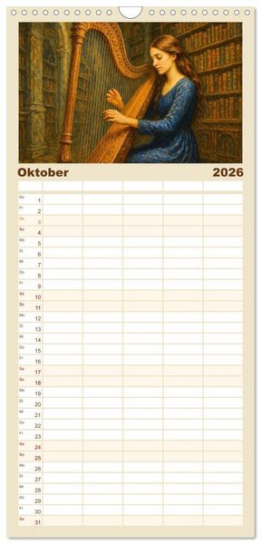 Produktbild: Familienplaner 2026 - Im Zauber der Musik - Romantische Kunstwerke zwischen Klang und Farbe mit 5 Spalten (Wandkalender, 21 x 45 cm) CALVENDO