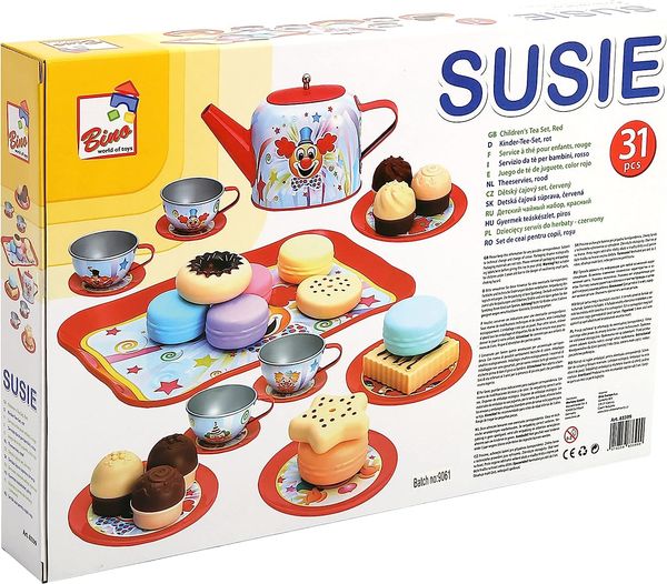 Bino 83399 - Kinder-Teeservice-Set Susie, Kinder-Geschirr-Set, 31-teilig