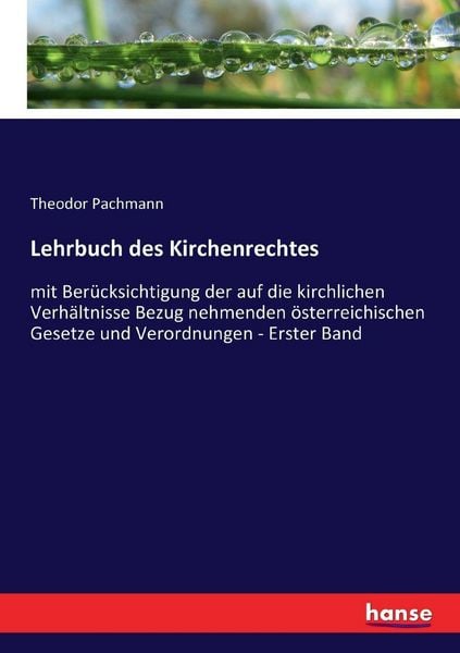 Produktbild: Lehrbuch des Kirchenrechtes