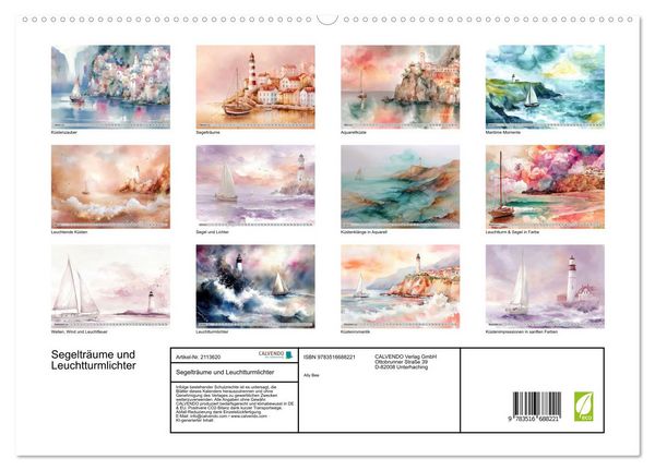 Produktbild: Segeltr&auml;ume und Leuchtturmlichter (hochwertiger Premium Wandkalender 2026 DIN A2 quer), Kunstdruck in Hochglanz