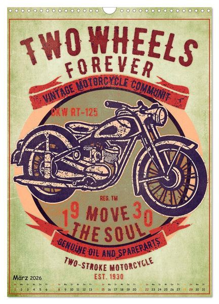 Produktbild: Motorrad Nostalgie (Wandkalender 2026 DIN A3 hoch), CALVENDO Monatskalender