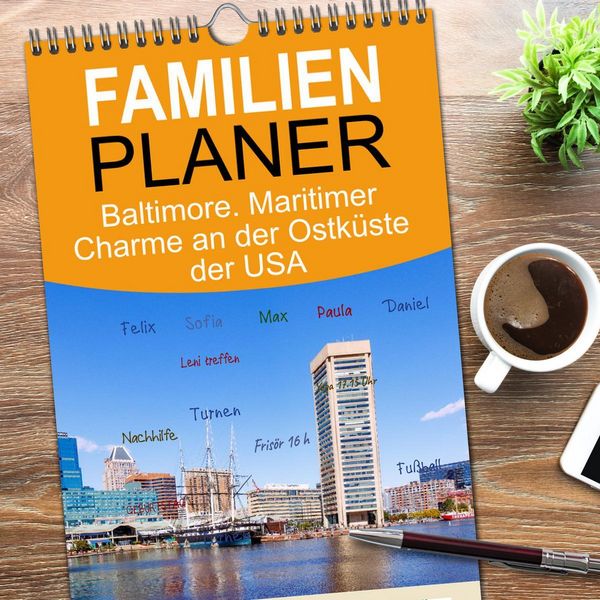 Produktbild: Familienplaner 2026 - Baltimore. Maritimer Charme an der Ostk&uuml;ste der USA mit 5 Spalten (Wandkalender, 21 x 45 cm) CALVENDO