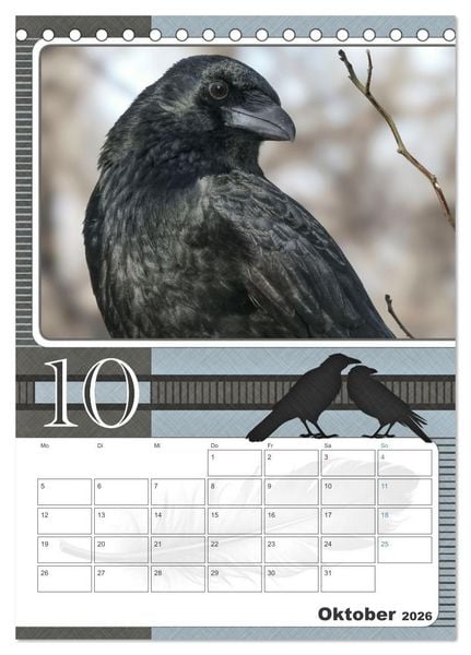 Produktbild: Kr&auml;hen - Clever notiert! Mit K&ouml;pfchen durchs ganze Jahr (Tischkalender 2026 DIN A5 hoch), CALVENDO Monatskalender