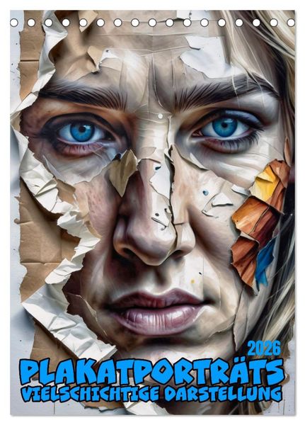 Plakatporträts, vielschichtige Darstellung (Tischkalender 2026 DIN A5 hoch), CALVENDO Monatskalender