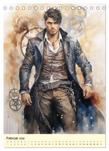 Produktbild: Steampunk Boys. Verwegene M&auml;nnlichkeit (Tischkalender 2026 DIN A5 hoch), CALVENDO Monatskalender