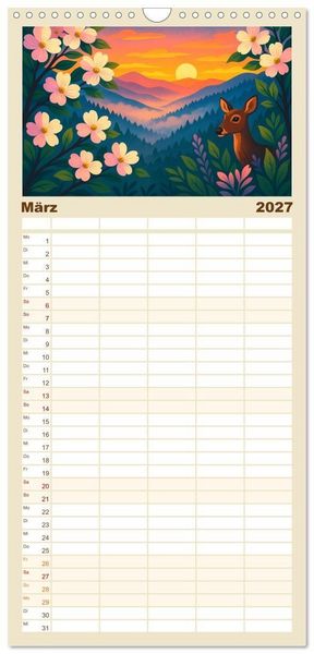 Produktbild: Familienplaner 2027 - Nordamerika von Alaska bis Texas - Wild, Weit und Wundersch&ouml;n mit 5 Spalten (Wandkalender, 21 x 45 cm) CALVENDO