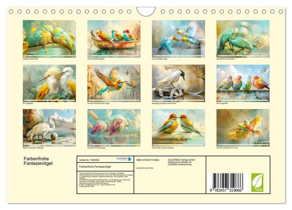 Produktbild: Farbenfrohe Fantasiev&ouml;gel (Wandkalender 2026 DIN A4 quer), CALVENDO Monatskalender