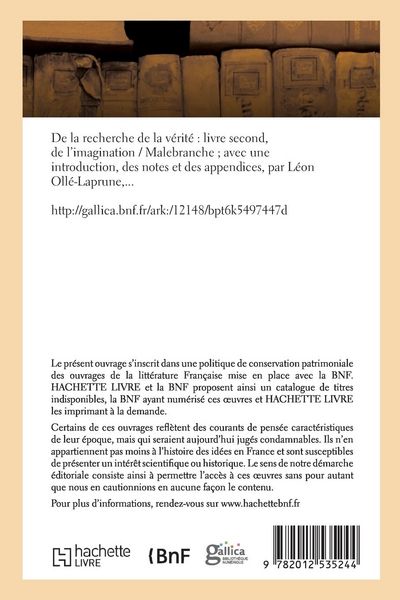 Produktbild: De la Recherche de la V&eacute;rit&eacute; Livre Second, de l'Imagination (&Eacute;d.1886)