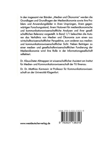 Produktbild: Medien und &Ouml;konomie