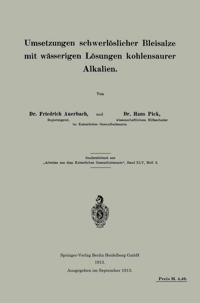 Produktbild: Umsetzungen schwerl&ouml;slicher Bleisalze mit w&auml;sserigen L&ouml;sungen kohlensaurer Alkalien