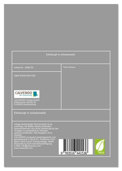 Produktbild: Edinburgh in schwarzwei&szlig; (Tischkalender 2026 DIN A5 hoch), CALVENDO Monatskalender