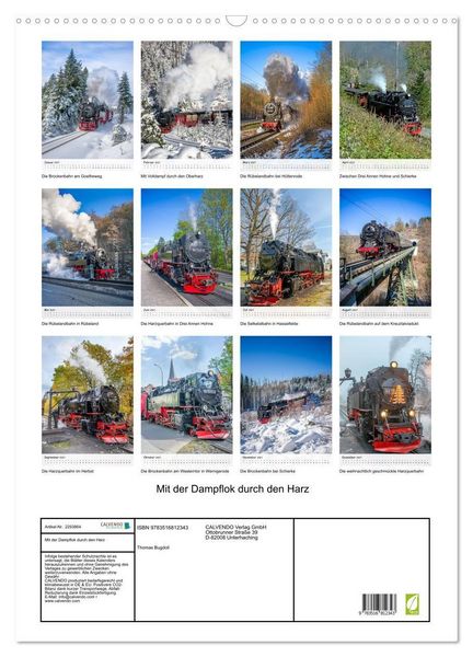 Produktbild: Mit der Dampflok durch den Harz (Wandkalender 2027 DIN A2 hoch), CALVENDO Monatskalender