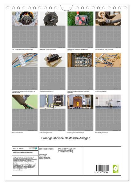 Produktbild: Brandgef&auml;hrliche elektrische Anlagen (Wandkalender 2026 DIN A4 hoch), CALVENDO Monatskalender