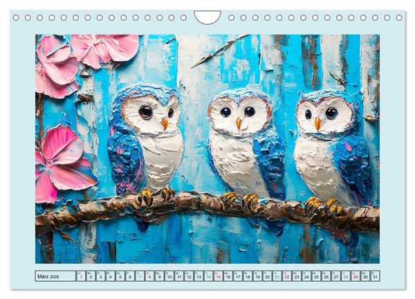 Produktbild: Eulen. Entz&uuml;ckende Paintings (Wandkalender 2026 DIN A4 quer), CALVENDO Monatskalender